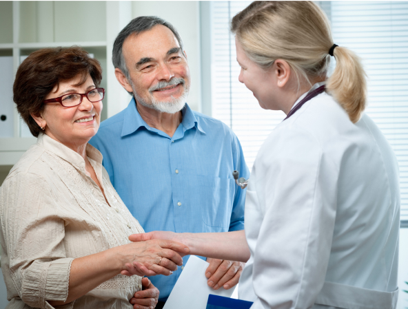 older couple consulting about cataracts